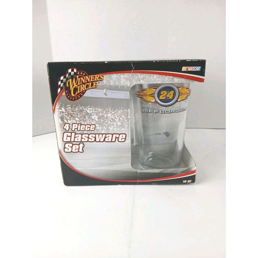 4 Jeff Gordon #24 NASCAR Winners Circle 16 Ounce Glassware Clear Beer Glasses